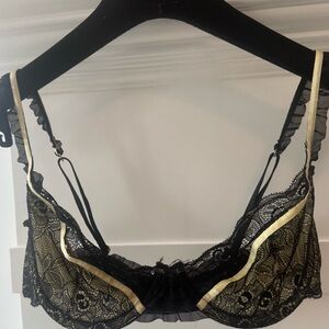 Elle MacPherson Elegant Black and Gold Lace Bra